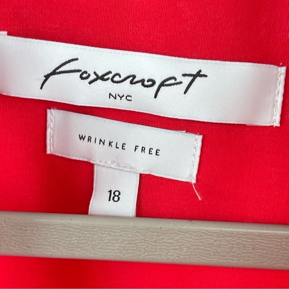 Foxcroft Womens Size 18 wrinkle Red button down shirt blouse Y neck top - Picture 7 of 8